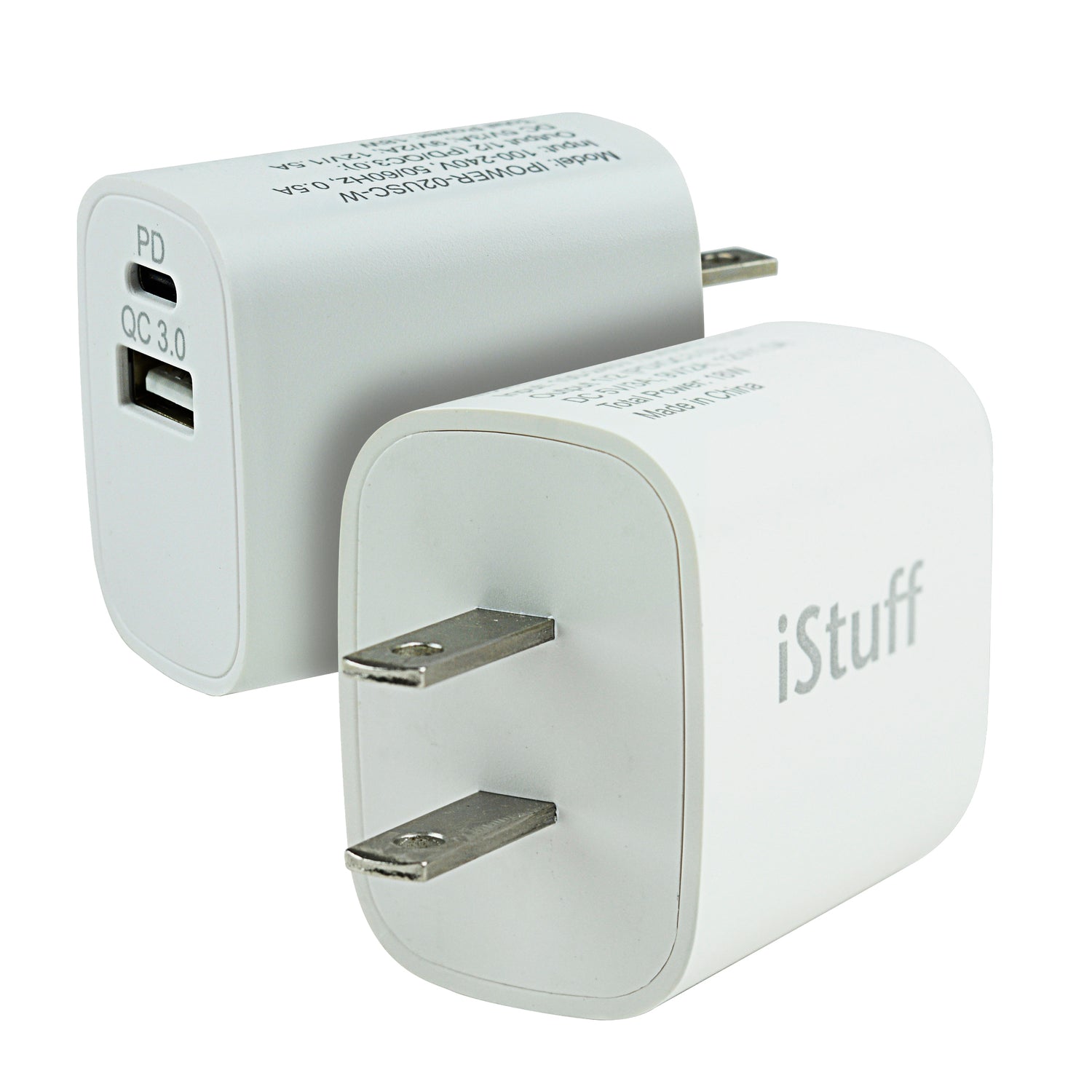 PD & QC3.0 Dual Port Fast Charging Wall Charger (IPOWER-02USC-W)